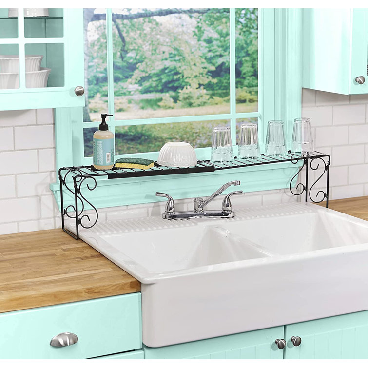 White over the discount sink dish rack